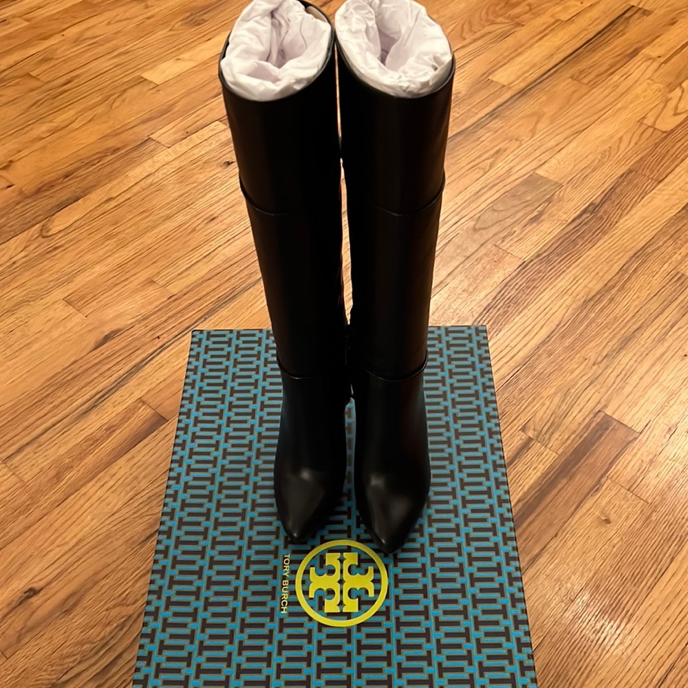 Tory Burch Linnett Wedge Boot, black, sz 5, BRAND NEW W BOX